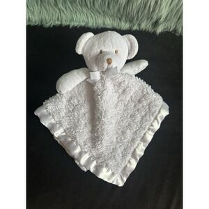 Blankets and Beyond Lovey White‎ Bear Satin Trim Lovely Comfort Plush